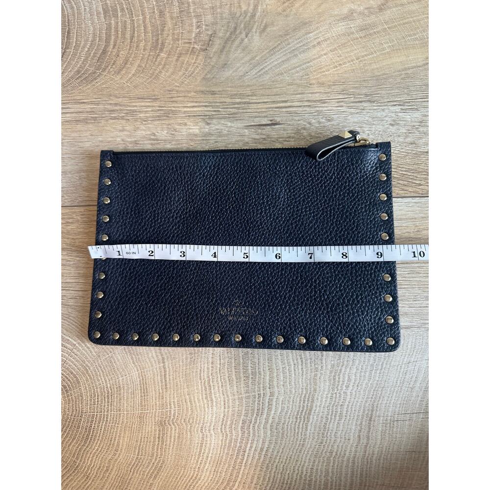Valentino Rockstud Small Pebbled Leather Clutch Pouch Black - Picture 14 of 14
